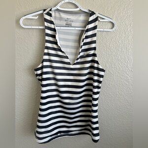 Nike Women's Striped Black and White Tank Top